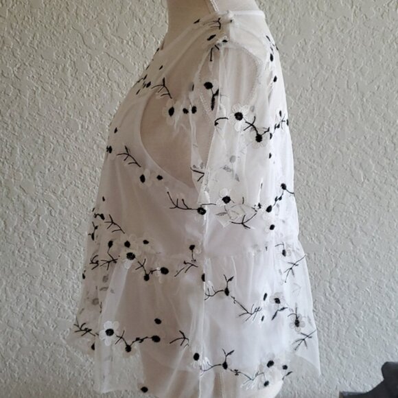 Sheer floral peplum top - Picture 3 of 5